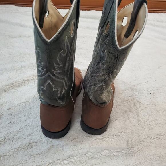 Old West Cowgirl Turquoise Stitched Flame Brown Leather Western Boot Woman 6.5 D - Picture 4 of 13